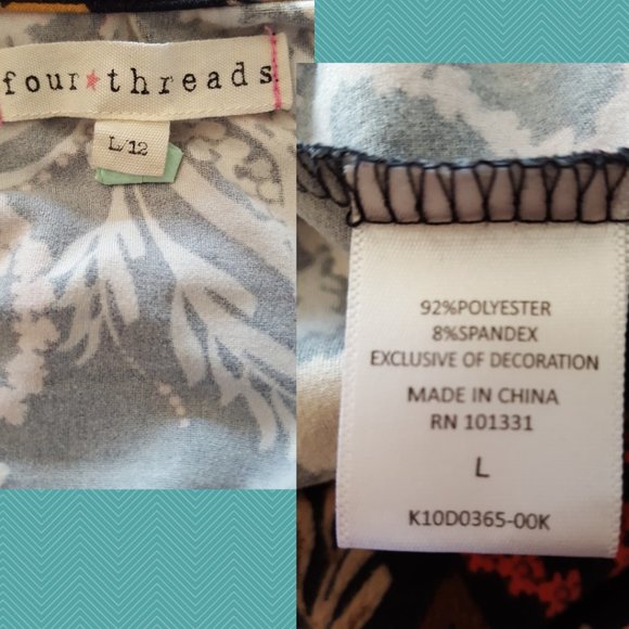 Four Threads Black Floral Print A-Line Dress w/ Tassels - Picture 6 of 6